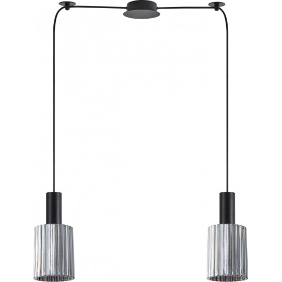 Homelighting SE21-BL-4-BL2-GL1 ADEPT TUBE Black Pendant Smoked Glass+ - (77-8486)