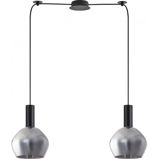 Homelighting SE21-BL-4-BL2-GL2 ADEPT TUBE Black Pendant Smoked Glass+ - (77-8493)