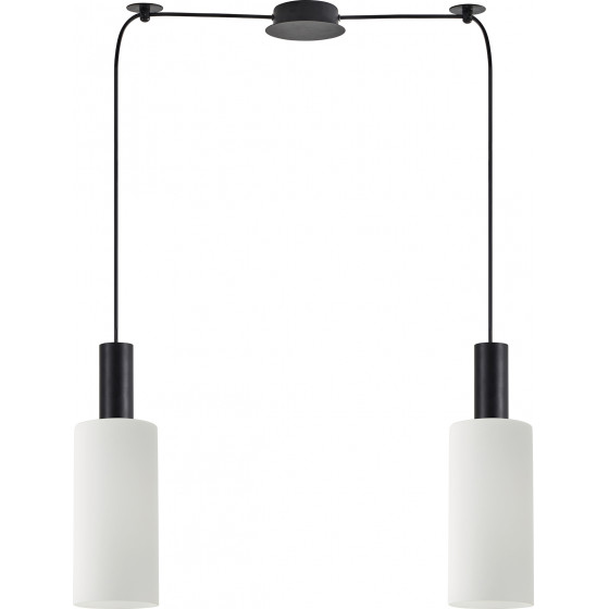 Homelighting SE21-BL-4-BL2-GL3 ADEPT TUBE Black Pendant White Glass+ - (77-8564)