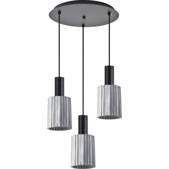 Homelighting SE21-BL-4-3BL-GL1 ADEPT TUBE Black Pendant Smoked Glass+ - (77-8487)