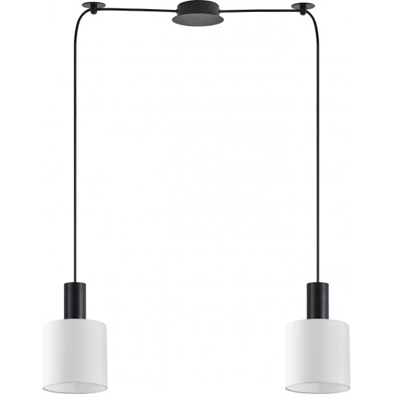 Homelighting SE21-BL-4-BL2-SH1 ADEPT TUBE Black Pendant White Fabric Shade+ - (77-8508)