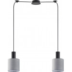 Homelighting SE21-BL-4-BL2-SH2 ADEPT TUBE Black Pendant Grey Fabric Shade+ - (77-8515)