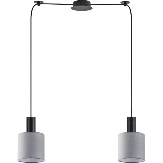 Homelighting SE21-BL-4-BL2-SH2 ADEPT TUBE Black Pendant Grey Fabric Shade+ - (77-8515)