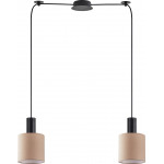 Homelighting SE21-BL-4-BL2-SH3 ADEPT TUBE Black Pendant Brown Fabric Shade+ - (77-8522)