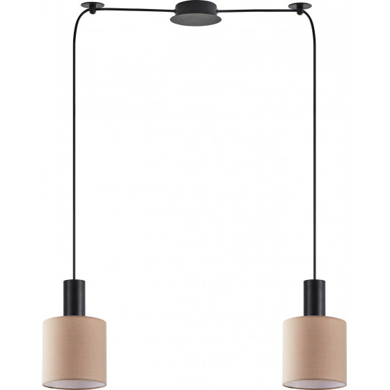 Homelighting SE21-BL-4-BL2-SH3 ADEPT TUBE Black Pendant Brown Fabric Shade+ - (77-8522)