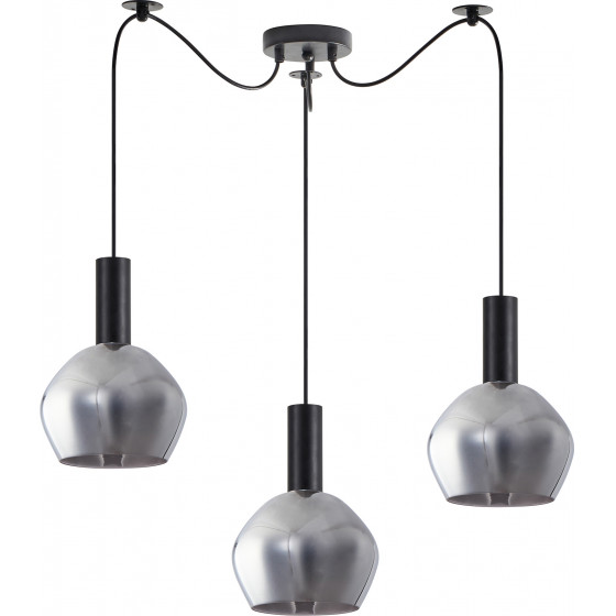 Homelighting SE21-BL-4-BL3-GL2 ADEPT TUBE Black Pendant Smoked Glass+ - (77-8492)