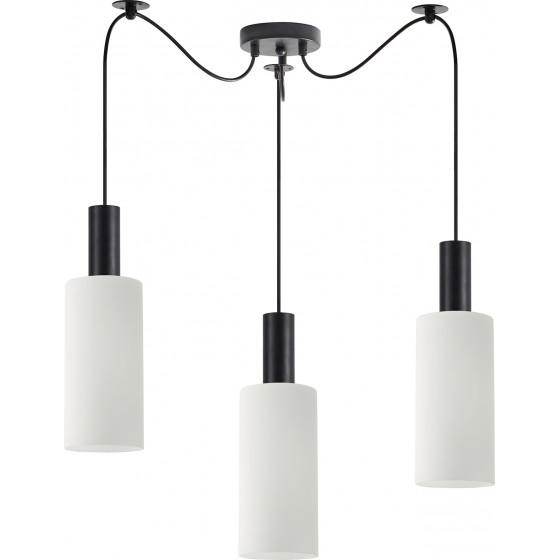 Homelighting SE21-BL-4-BL3-GL3 ADEPT TUBE Black Pendant White Glass+ - (77-8563)