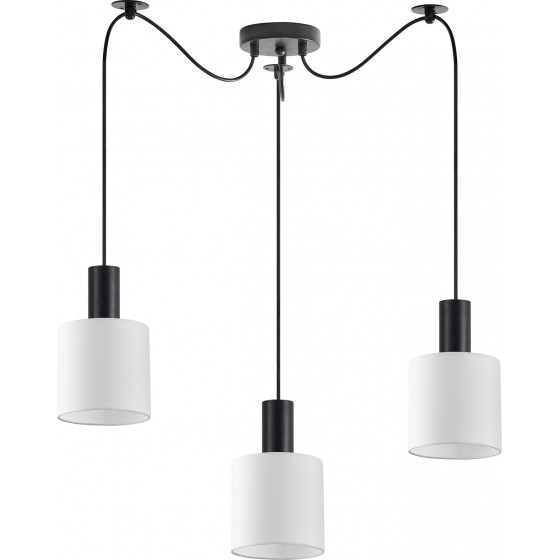 Homelighting SE21-BL-4-BL3-SH1 ADEPT TUBE Black Pendant White Fabric Shade+ - (77-8507)