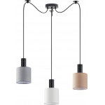 Homelighting SE21-BL-4-BL3-SH12 ADEPT FLEX Black Pendant White, Grey, Brown Fabric Shade+ - (77-8919)
