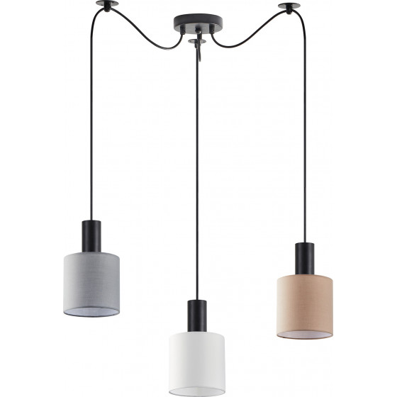 Homelighting SE21-BL-4-BL3-SH12 ADEPT FLEX Black Pendant White, Grey, Brown Fabric Shade+ - (77-8919)