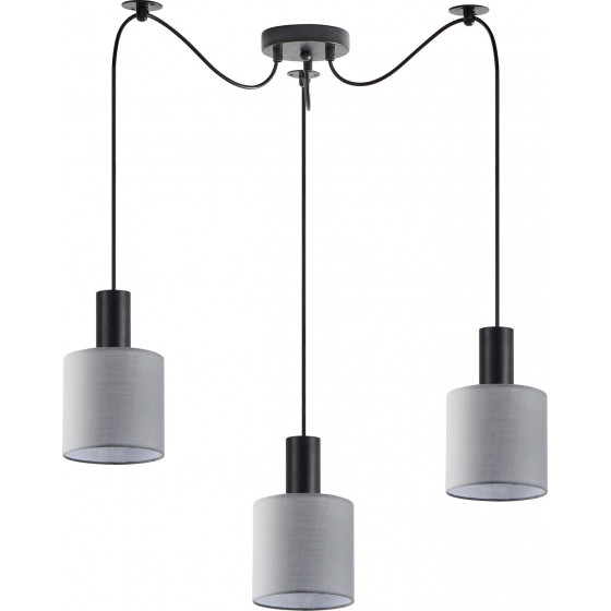 Homelighting SE21-BL-4-BL3-SH2 ADEPT TUBE Black Pendant Grey Fabric Shade+ - (77-8514)