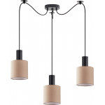 Homelighting SE21-BL-4-BL3-SH3 ADEPT TUBE Black Pendant Brown Fabric Shade+ - (77-8521)