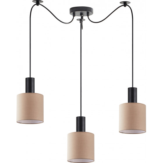 Homelighting SE21-BL-4-BL3-SH3 ADEPT TUBE Black Pendant Brown Fabric Shade+ - (77-8521)