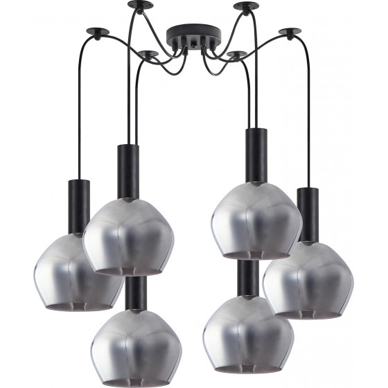 Homelighting SE21-BL-4-BL6-GL2 ADEPT TUBE Black Pendant Smoked Glass+ - (77-8491)