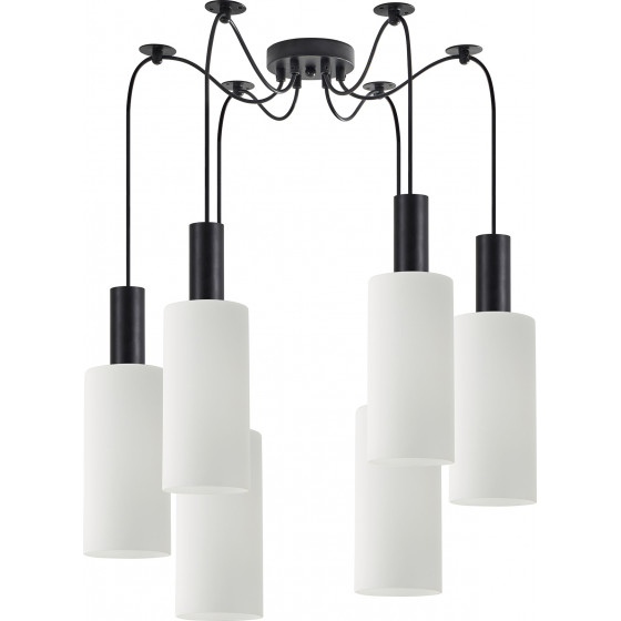 Homelighting SE21-BL-4-BL6-GL3 ADEPT TUBE Black Pendant White Glass+ - (77-8562)