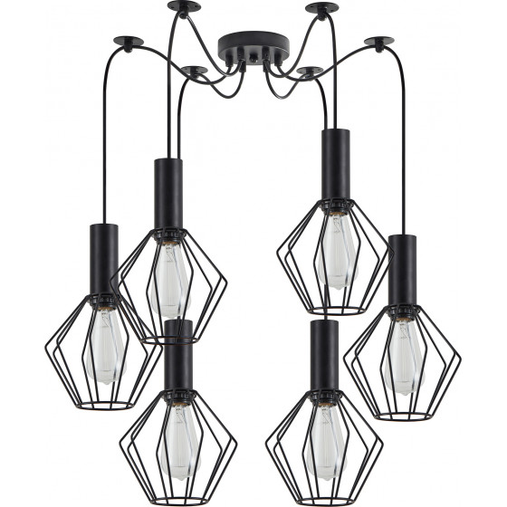 Homelighting SE21-BL-4-BL6-GR1 ADEPT TUBE Black Pendant Black Metal Grid+ - (77-8527)