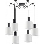 Homelighting SE21-BL-4-BL6-SH1 ADEPT TUBE Black Pendant White Fabric Shade+ - (77-8506)