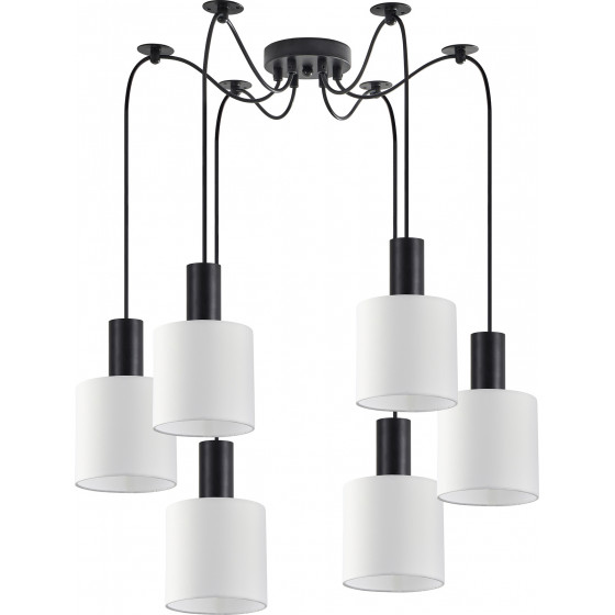Homelighting SE21-BL-4-BL6-SH1 ADEPT TUBE Black Pendant White Fabric Shade+ - (77-8506)