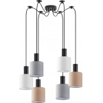 Homelighting SE21-BL-4-BL6-SH12 ADEPT FLEX Black Pendant White, Grey, Brown Fabric Shade+ - (77-8918)