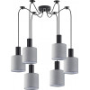 Homelighting SE21-BL-4-BL6-SH2 ADEPT TUBE Black Pendant Grey Fabric Shade+ - (77-8513)