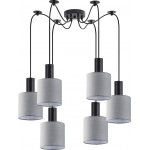 Homelighting SE21-BL-4-BL6-SH2 ADEPT TUBE Black Pendant Grey Fabric Shade+ - (77-8513)