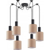 Homelighting SE21-BL-4-BL6-SH3 ADEPT TUBE Black Pendant Brown Fabric Shade+ - (77-8520)