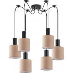 Homelighting SE21-BL-4-BL6-SH3 ADEPT TUBE Black Pendant Brown Fabric Shade+ - (77-8520)
