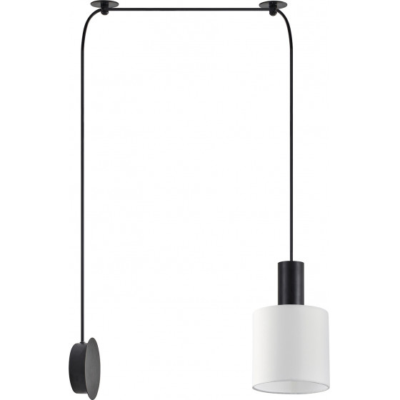 Homelighting SE21-BL-4-NM1W-SH1 ADEPT TUBE Black Matt Wall Lamp White Fabric Shade+ - (77-8810)