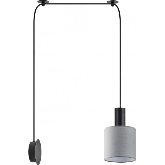 Homelighting SE21-BL-4-NM1W-SH2 ADEPT TUBE Black Matt Wall Lamp Grey Fabric Shade+ - (77-8811)