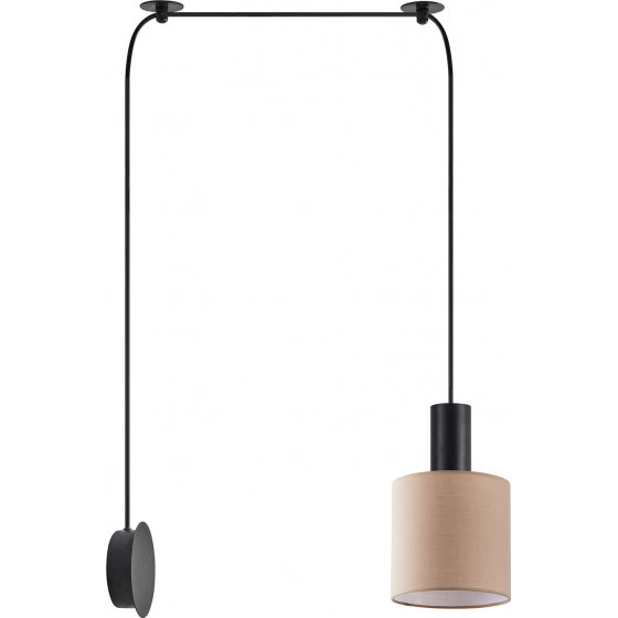 Homelighting SE21-BL-4-NM1W-SH3 ADEPT TUBE Black Matt Wall Lamp Brown Fabric Shade+ - (77-8812)