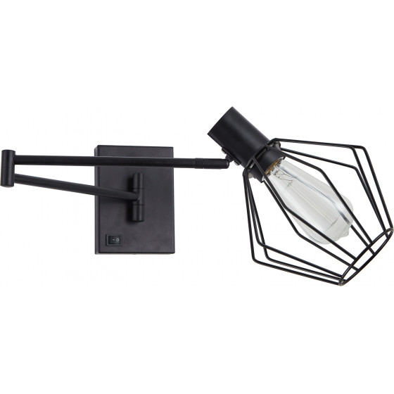 Homelighting SE21-BL-52-GR1 ADEPT WALL LAMP Black Wall Lamp with Switcher and Black Metal Grid+ - (77-8381)