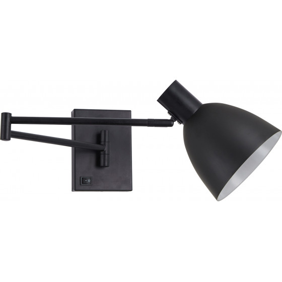 Homelighting SE21-BL-52-MS2 ADEPT WALL LAMP Black Wall Lamp with Switcher and Black Metal Shade+ - (77-8384)