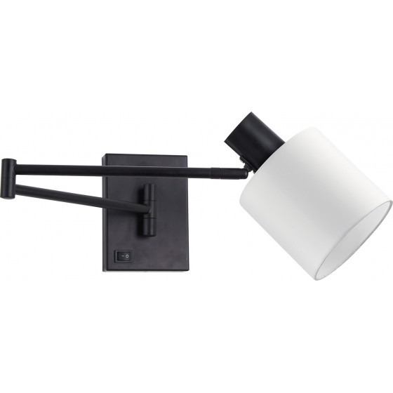 Homelighting SE21-BL-52-SH1 ADEPT WALL LAMP Black Wall Lamp with Switcher and White Shade+ - (77-8379)