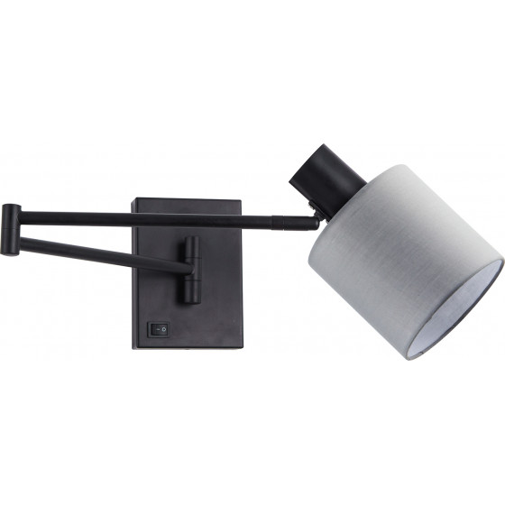 Homelighting SE21-BL-52-SH2 ADEPT WALL LAMP Black Wall Lamp with Switcher and Grey Shade+ - (77-8380)