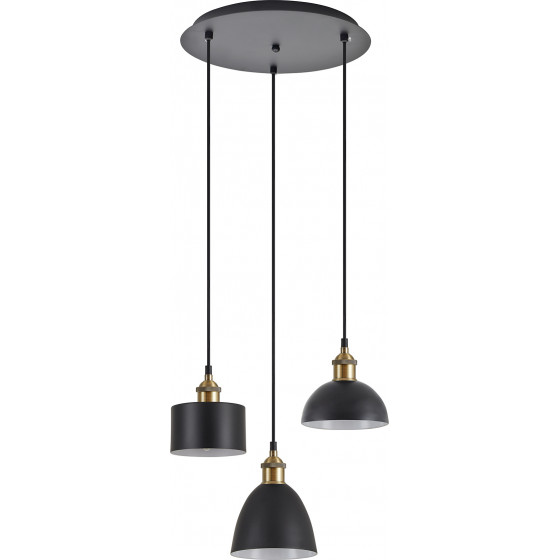 Homelighting SE21-BR-10-3BL-MS123 MAGNUM FLEX Bronze Metal Pendant Black Metal Shade+ - (77-8970)