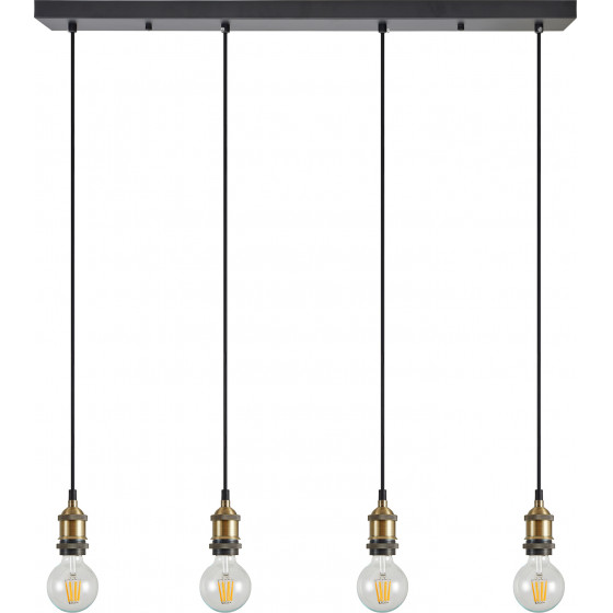 Homelighting SE21-BR-10-4BL MAGNUM Bronze Metal Pendant with Black Fabric Cable+ - (77-8694)