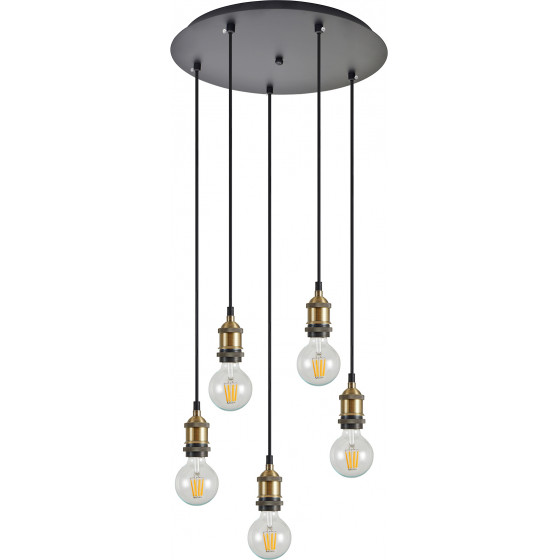 Homelighting SE21-BR-10-5BL MAGNUM Bronze Metal Pendant with Black Fabric Cable+ - (77-8693)