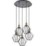 Homelighting SE21-BR-10-5BL-GR1 MAGNUM Bronze Metal Pendant Black Metal Grid with Black Fabric Cable+ - (77-8708)