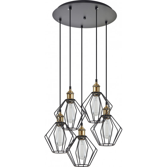 Homelighting SE21-BR-10-5BL-GR1 MAGNUM Bronze Metal Pendant Black Metal Grid with Black Fabric Cable+ - (77-8708)