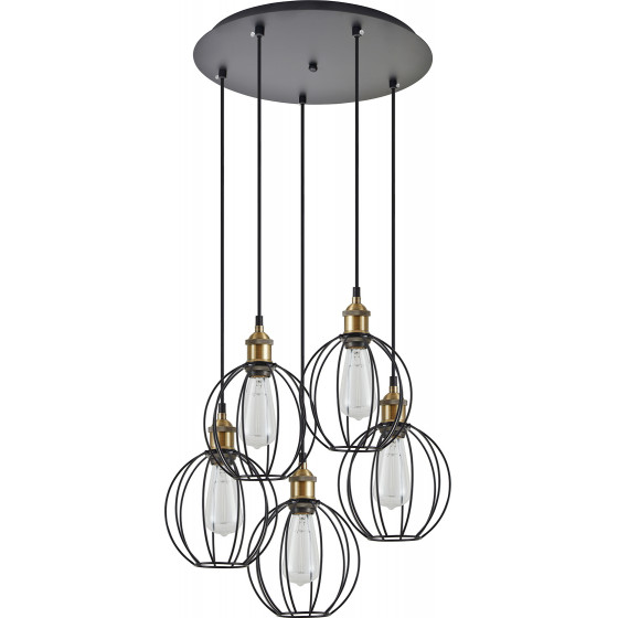 Homelighting SE21-BR-10-5BL-GR2 MAGNUM Bronze Metal Pendant Black Metal Grid with Black Fabric Cable+ - (77-8715)