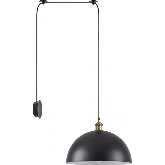 Homelighting SE21-BR-10-BL1W-MS40 MAGNUM Bronze Metal Wall Lamp with Black Fabric Cable and Metal Shade+ - (77-8884)