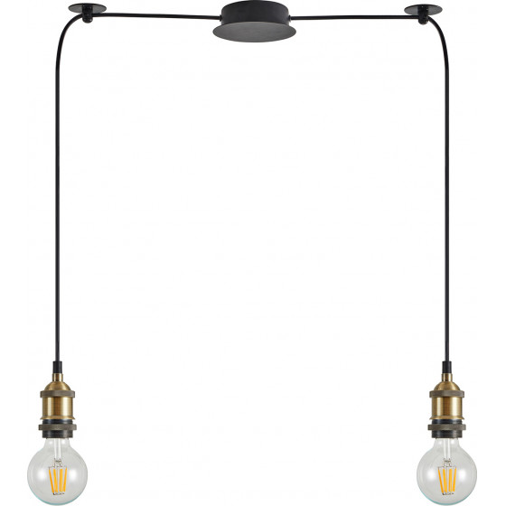 Homelighting SE21-BR-10-BL2 MAGNUM Bronze Metal Pendant with Black Fabric Cable+ - (77-8691)