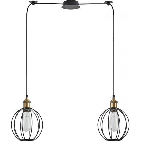 Homelighting SE21-BR-10-BL2-GR2 MAGNUM Bronze Metal Pendant Black Metal Grid with Black Fabric Cable+ - (77-8713)