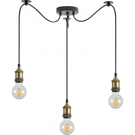 Homelighting SE21-BR-10-BL3 MAGNUM Bronze Metal Pendant with Black Fabric Cable+ - (77-8690)