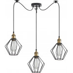 Homelighting SE21-BR-10-BL3-GR1 MAGNUM Bronze Metal Pendant Black Metal Grid with Black Fabric Cable+ - (77-8705)
