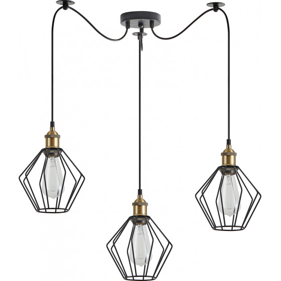 Homelighting SE21-BR-10-BL3-GR1 MAGNUM Bronze Metal Pendant Black Metal Grid with Black Fabric Cable+ - (77-8705)