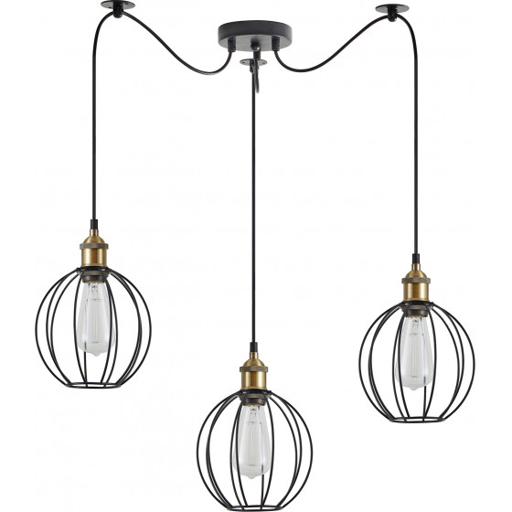 Homelighting SE21-BR-10-BL3-GR2 MAGNUM Bronze Metal Pendant Black Metal Grid with Black Fabric Cable+ - (77-8712)