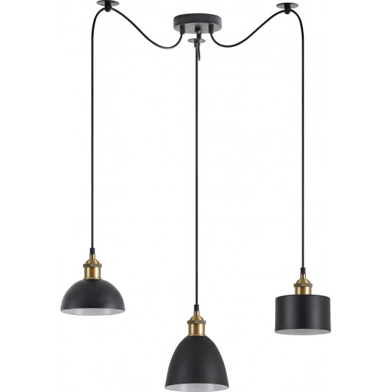 Homelighting SE21-BR-10-BL3-MS12 MAGNUM FLEX Bronze Metal Pendant Black Metal Shade+ - (77-8974)