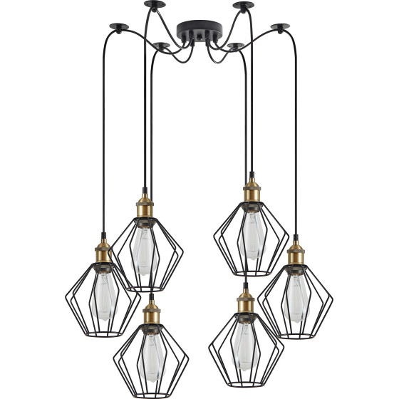 Homelighting SE21-BR-10-BL6-GR1 MAGNUM Bronze Metal Pendant Black Metal Grid with Black Fabric Cable+ - (77-8704)