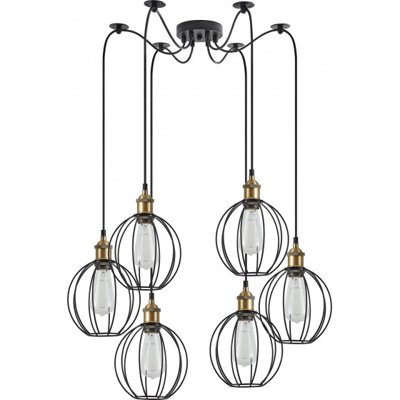 Homelighting SE21-BR-10-BL6-GR2 MAGNUM Bronze Metal Pendant Black Metal Grid with Black Fabric Cable+ - (77-8711)